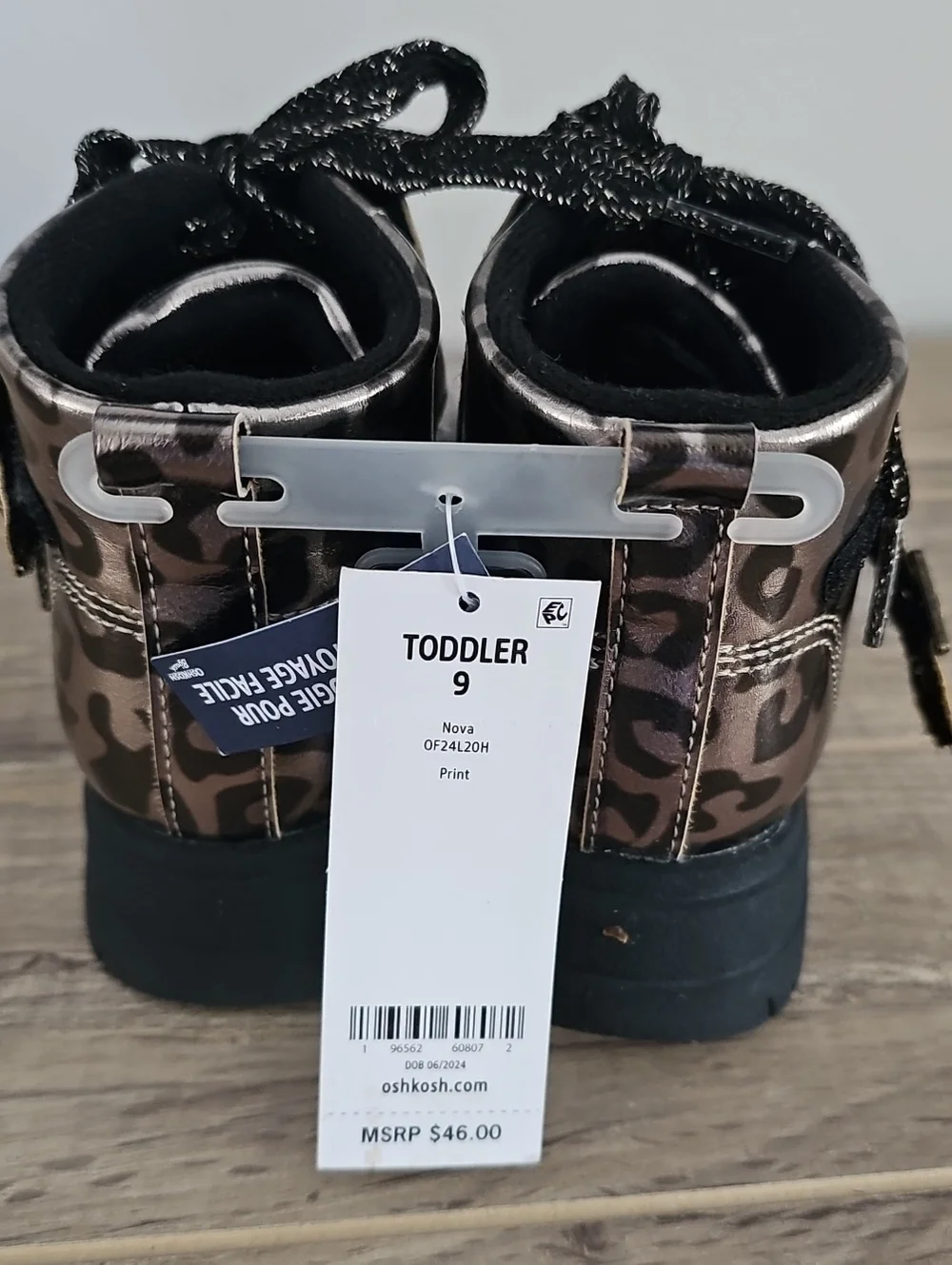 Oshkosh B'gosh Toddler Girls Cheetah‎ Print Lace-up Boots Size 9
